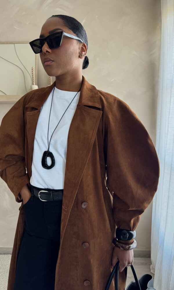Trench Veronica en suede camel