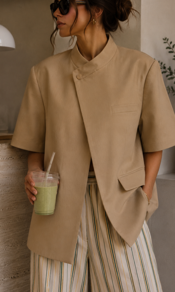 Blazer Nouri Taupe en lin